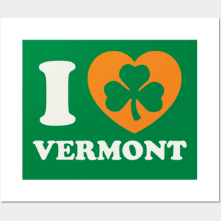 St Patricks Day Vermont Irish Shamrock Heart Posters and Art